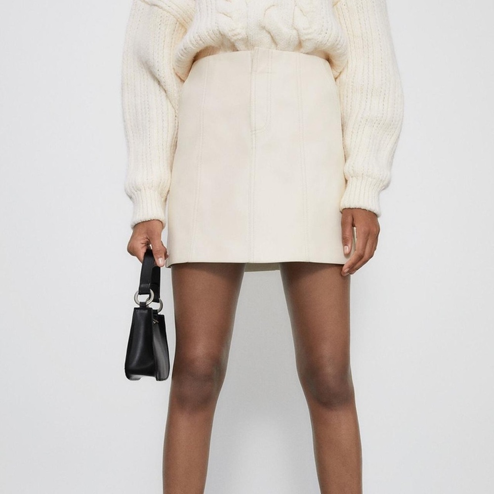 Zara Cream Faux Suede Mini Skirt